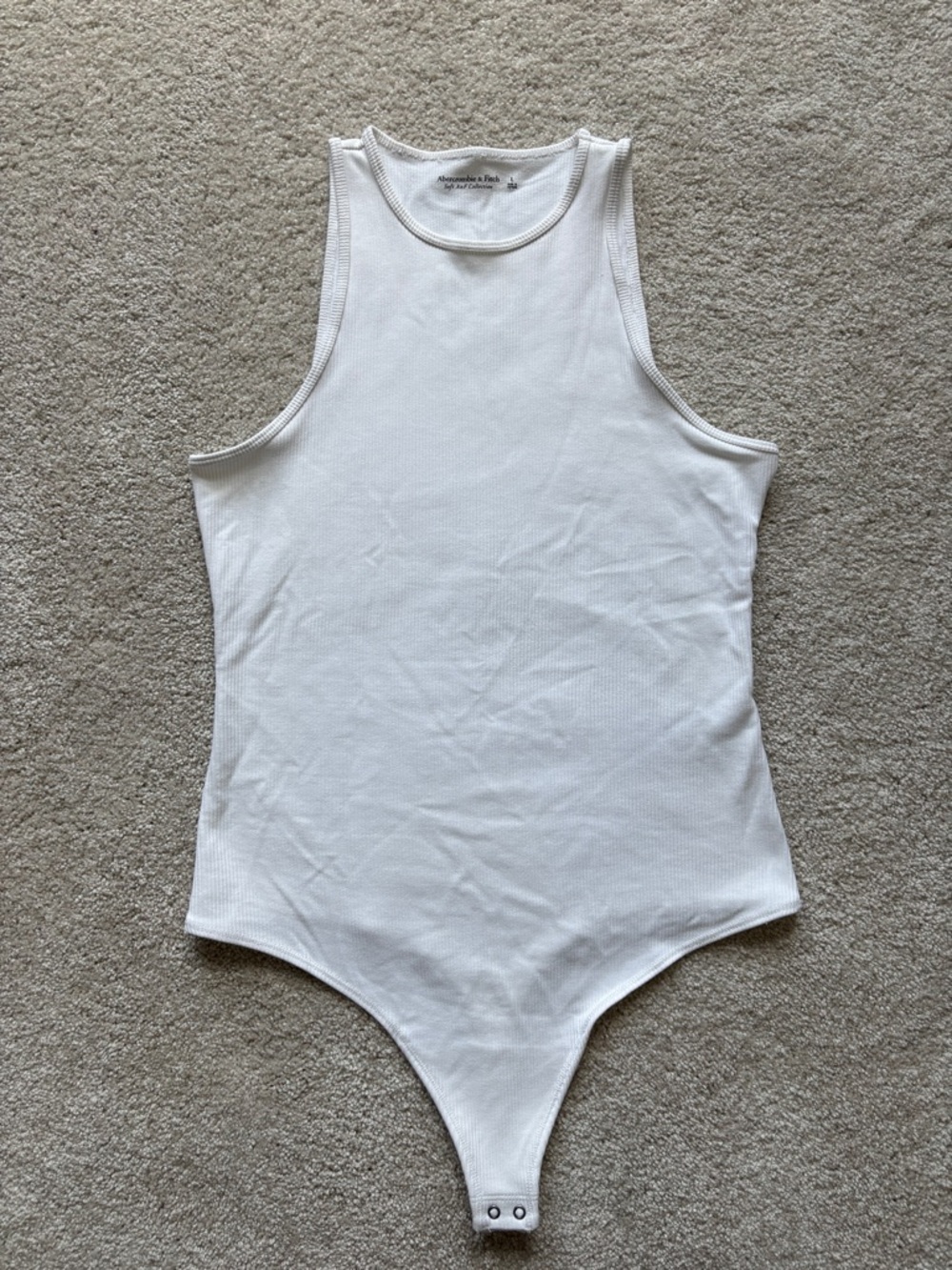 Abercrombie & Fitch White Ribbed High-Neck Bodysuit